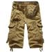 QUYUON Athletic Works Men Shorts Short Pants Clearance Mens Flat Front Shorts Mens Bike Shorts Short Pants Casual Summer Cargo Shorts Style M-961 Khaki XL