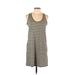 Joe Fresh Casual Dress - Shift Scoop Neck Sleeveless: Green Print Dresses - Women's Size Large