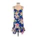 Aqua Casual Dress: Blue Floral Dresses - Women's Size Small