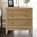 Natural Nightstand with 3 Drawers, Solid Pine Wood Night Stands Sofa End Table, 27.3" L x 17.3" W x 26" H