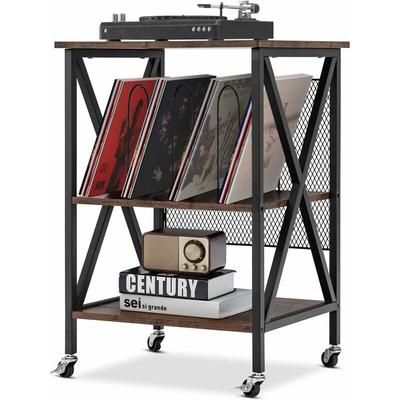 Goplus - 3-stöckiger Plattenspielerständer, Plattenspieler Tisch, Schallplatten-Aufbewahrungstisch Image
