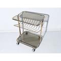 1970s Gold Smoked Glass Shelving Trolley / Vintage Space Age Home Decor