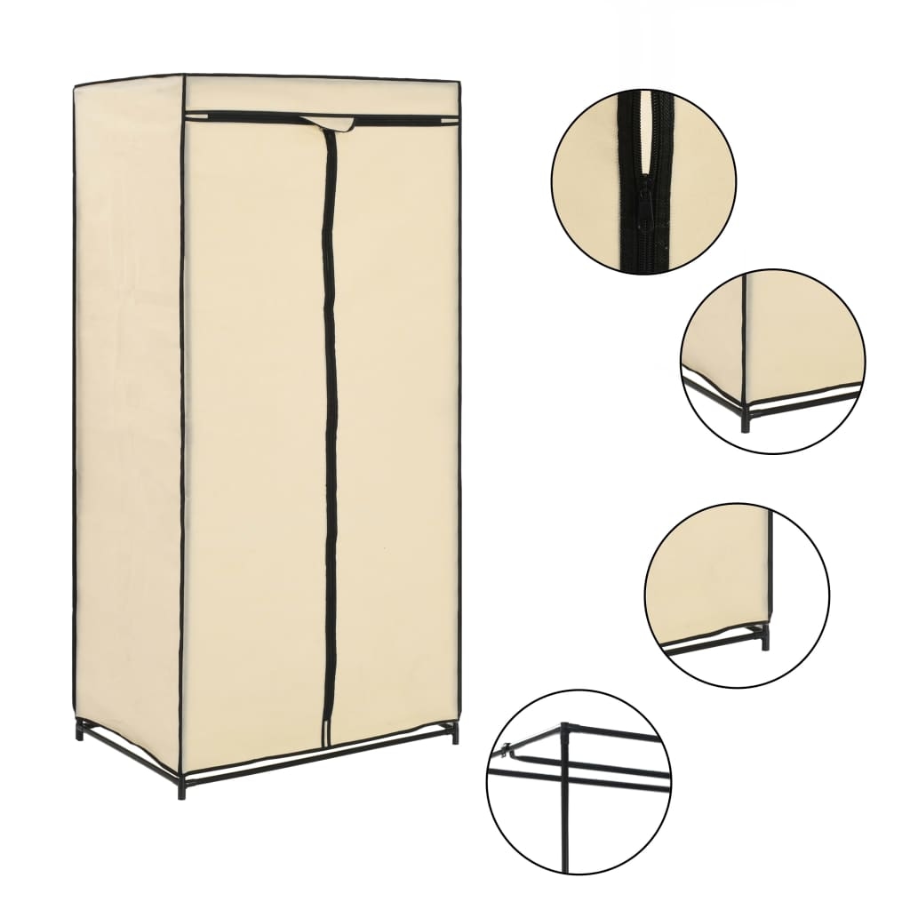 vidaXL Kleiderschrank Creme 75×50×160 cm Image