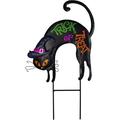 Metal Cat Stake Yard Signs Black Cat Garden Statue Animal Yard Stakes Metal Cat Silhouette Garden Stakes Trick-or-Treating Garden Decorations Outdoor Cat Yard Decor