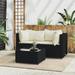 Andoer 3 Piece Patio Set with Cushions Black Poly Rattan