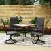 Phi Villa Wood-Look Square Table & 4 Rattan Swivel Chairs 5-Piece Outdoor Dining Set