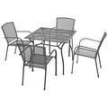 Dcenta 5 Piece Outdoor Bistro Set Steel Mesh Chair Dimensions: 21.7 inch x 24 inch x 34.3 inch(W x D x H)