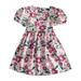 Tosmy Toddler Girls Clothes Summer Crew Neck Bubble Sleeve Floral Princess Dress Summer Girls Clothes Daily Casual Dress Party Dresses