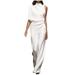 REORIAFEE Women Casual Summer Jumpsuits 2023 Round Neck Sleeveless Jumpsuit Solid Color Spaghetti Strap Sexy Romper for Women Pocket Suspender Jumpsuit Womens Bodysuit White XXL