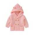 Lovskoo 2024 Toddler Knit Sweater Infant Baby Boys Girls Solid Cute Ears Knitted Tops Warm Coat Clothes Fall Winter Sweater Infant Kids Children Baby Clothes Pink