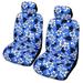 2 Hawaiian Car Seat Covers w/ 2 Headrest Covers (Monstera Shadow Blue Regular No Customization)