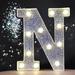 Light Up Letters Glitter Letter Lights Battery Powered Silver Marquee Letters LED Alphabet Letter Sign for Night Light Wedding Birthday Party Girls Gifts Christmas Home Bar Decorations-Shiny Letter N