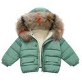 Edvintorg Baby Boys Winter Down Jackets & Coats Kids Zipper Sport Jackets Fashion Solid Thick Hoodie Pockets Warm Jacket Boy Girls Coat Kids Outerwear 6M-5Y