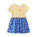 Tosmy Girls Clothes Toddler s Short Sleeve Dress Striped Pattern Cute Cartoon Appliques A Line Flared Skater Dress Cotton Dress Outfit Kids Casual Dresses