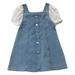 Tosmy Toddler Kids Baby Girls Clothes Summer Casual Bubble Sleeve Denim Dress Party Princess Dress Clothes Party Dresses