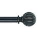 MERIVILLE 1-Inch Diameter Single Window Treatment Curtain Rod Fluted Ball Finial 28-inch to 48-inch Adjustable Black