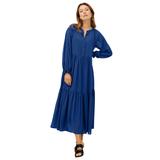 Plus Size Women's Henley Sheer Tiered Maxi Dress by ellos in Royal Cobalt (Size 28)