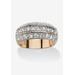 Women's 1.68 Tcw Round Cubic Zirconia Triple Row Ring In Gold-Plated by PalmBeach Jewelry in Gold (Size 6)