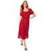Plus Size Women's Square-Neck Lace Jessica Dress by June+Vie in Classic Red (Size 26/28)