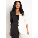 Plus Size Women's Colorblock Blazer by ELOQUII in Leather Brown Raspbe (Size 16)