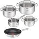Tefal A859S8 8-Piece Induction Pot and Pan Set + Glass Lid with Strainer Function + High-Quality Polished Stainless Steel Pots with Strainer Lid Non-Stick Frying Pan 20 cm