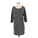 T by Talbots Casual Dress - Shift: Black Stripes Dresses - Women's Size Small