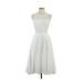 Rebecca Taylor Casual Dress - A-Line Crew Neck Sleeveless: White Print Dresses - Women's Size 6
