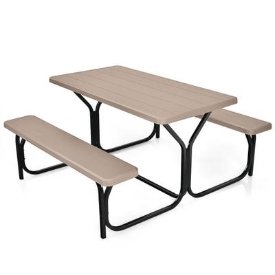 Costway HDPE Outdoor Picnic Table Bench Set with M...