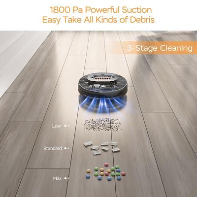 1800Pa-Suction Robot Vacuum Cleaner with Smart Navigation, Automatic Self-Charging, Wi-Fi Connectivity, App Control