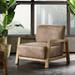 Leisure Chair with Solid Wood Armrest and Feet, Mid-Century Modern Vintage Accent Sofa, for Living Room Bedroom Studio