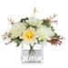 Mixed Artificial Daisy Floral Arrangements Table Centerpieces for Dining Room Silk Daisy in Glass Vase with Faux Water