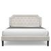 King Size Bed Frame Upholstered Low Profile Traditional Platform With Tufted and Nail Headboard/No Box Spring Needed