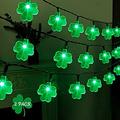 1 Pack St. Patricks Day String Lights Outdoor 20 LED 10 FT Shamrocks Decorative Green Leaf Lights Battery Operated 2 Lighting Modes Waterproof for Home Garden Party Decoration