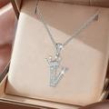 Sehao Necklaces & Pendants Crown 26 English Letters Full Diamond Pendant Necklace For Women Silver Crown Rhinestone Necklaces A Z 26 Alphabet Initial Necklaces For Teen Girls Jewelry V