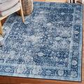 Machine Washable Rug - Stain Resistant Non-Shed - Eco-Friendly Non-Slip Family Pet Friendly - Made From Premium Recycled Fibers - Vintage Distressed Trellis - Blue - 7 6 X 9 6
