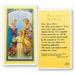 Holy Family Laminated Catholic Prayer Holy Card with Prayer on Back Pack of 25