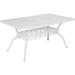 MEETWARM Outdoor 60 Rectangular Patio Dining Table All Weather Cast Aluminum Large Patio Furniture Table Fits for 6-8 Person with 2 Umbrella Hole White