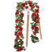 220cm Artificial Fake Rose Garland Vine Hanging Silk Flowers Artificial Flower Garland for Home Hotel Party Garden Wedding Decor(Red 2pcs)