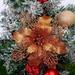 Taicanon 5Pcs Christmas Gift Glitter Artificial Flowers Christmas Tree Hanging Ornament Festival Window Decor