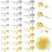 780 Pieces 3 Sizes Ball Post Earring Studs with Loop 4 mm 5 mm 6 mm Round Ball Earring Posts Butterfly Earring Backs Silicone Clear Earring Backs Open Jump Rings for DIY Jewelry (Gold Silver)