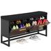 Latitude Run® Kimetra 12 Pair Shoe Storage Bench Wood/Metal/Manufactured Wood in Black/Brown | 23.82 H x 39.37 W x 11.81 D in | Wayfair