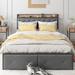 Red Barrel Studio® Bed Frame w/ Drawers, Charging Station, Soft Storage Headboard Platform Bed Upholstered in Gray | Wayfair