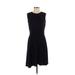 Donna Ricco Casual Dress - A-Line Crew Neck Sleeveless: Black Print Dresses - Women's Size 4
