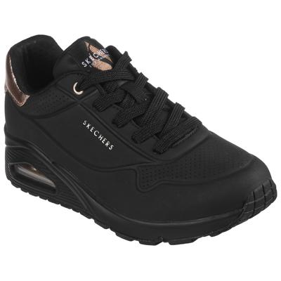 Sneaker SKECHERS "UNO GOLDEN AIR", Damen, Gr. 36, schwarz (schwarz, schwarz), Lederimitat, kontrastfarbene Details, spor