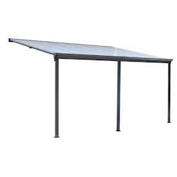 Aileenstore Terrassenüberdachung Sky Guard Aluminium 495 cm als Bausatz Sichtschienen und Hohlkammerplatten Grau Image