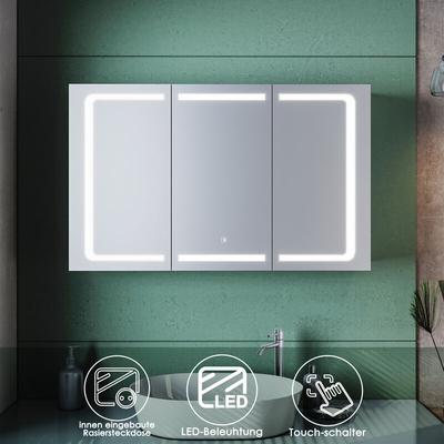 Sonni - led Spiegelschrank mit beleuchtung und steckdose Badspiegel led Touch Edelstah Drahtloses