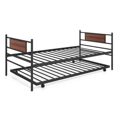 Costway Twin Size Metal Daybed with Trundle and Wo...