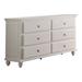 Canora Grey Umi 58 Inch Wide 6 Drawer Dresser, Molded Details, Bun Legs, Dark Brown Wood in White | 34 H x 58 W x 18 D in | Wayfair