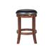 Red Barrel Studio® Deltrice Swivel Solid Wood Counter Stool Wood/Leather in Black/Brown | 24 H x 16 W x 16 D in | Wayfair