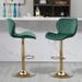 Velvet Adjustable Swivel Bar Stools Set Of 2 Modern Counter Height Barstools With Golden Color Base